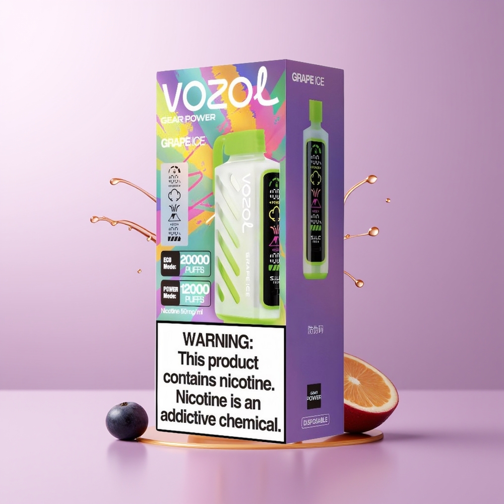 VOZOL Gear Power 20000 puffs Dual Mesh Coil Full Screen Display Uva Gelo