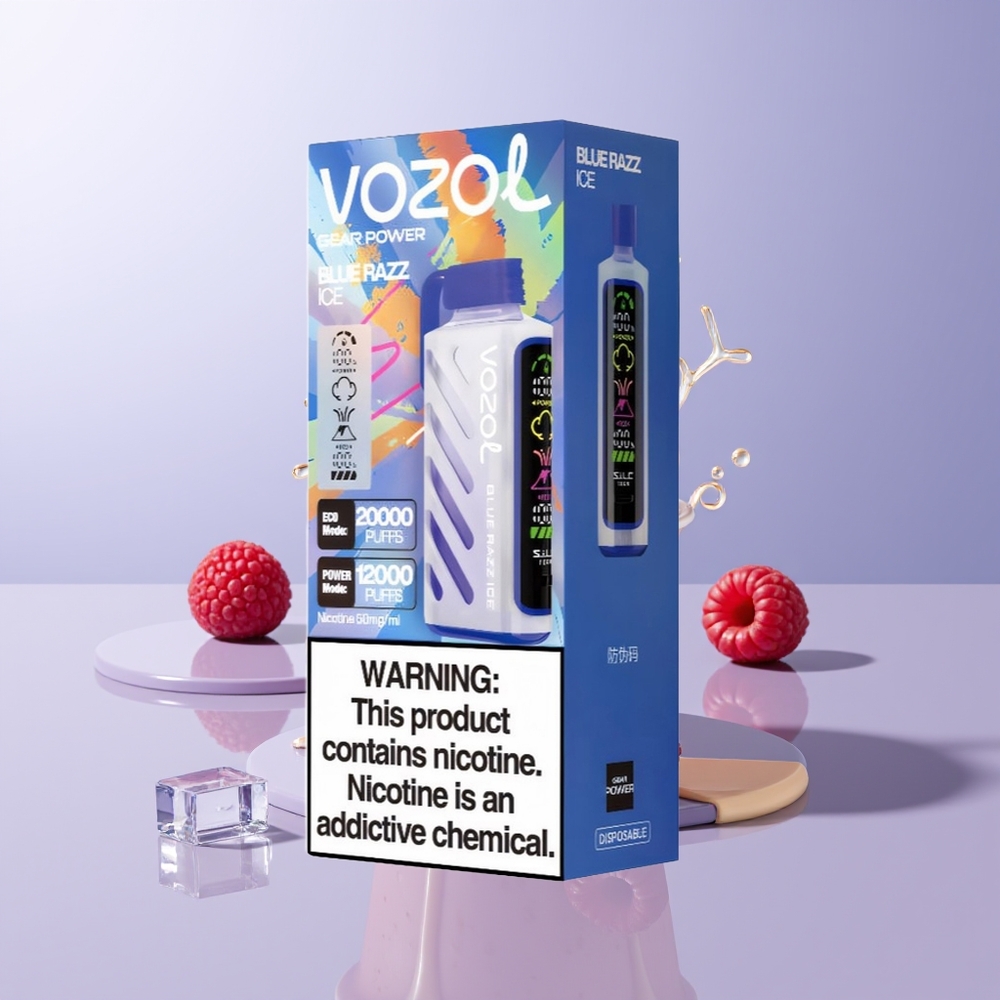 VOZOL Gear Power 20000 puffs SiLC Tech Dual Mesh Coil Blue Razz Ice
