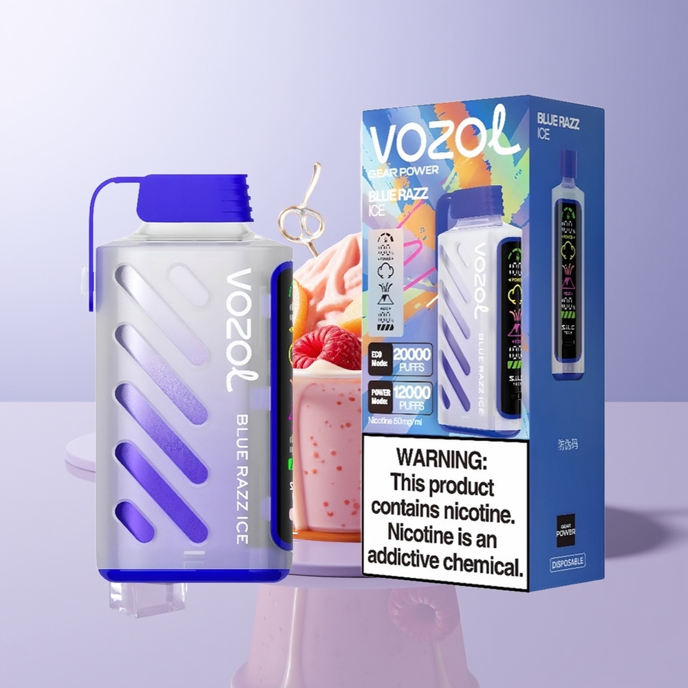 VOZOL Gear Power 20000 puffs SiLC Tech Dual Mesh Coil Blue Razz Ice