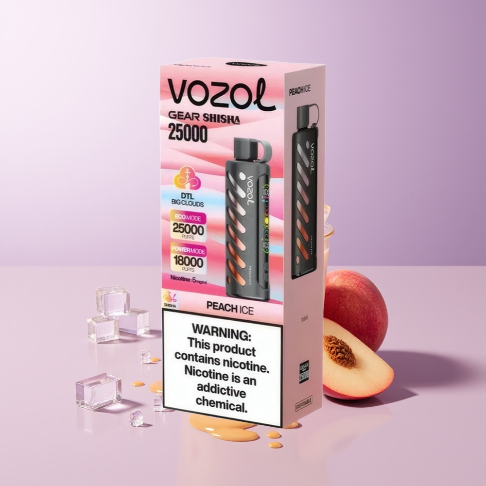 VOZOL Gear Shisha 25000 puffs Dual Mesh Pêssego Gelo