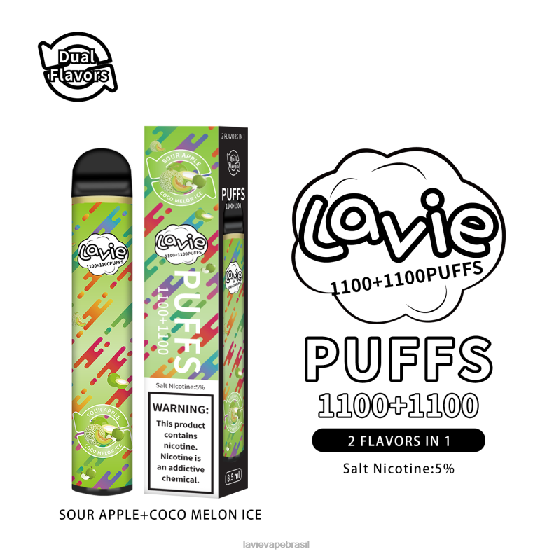 gelo de maçã azeda/coco melão LAVIE BAR Switch 2.200 baforadas 6X422297 | Lavie Vape Sabor